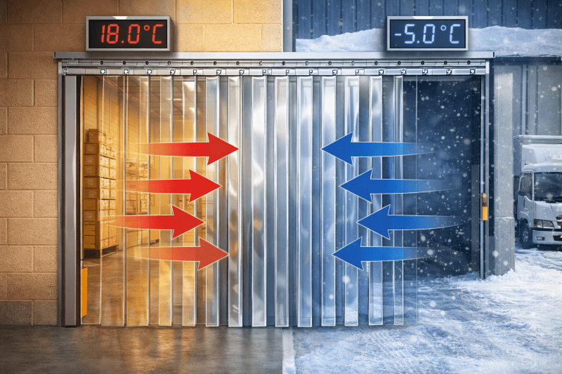 Isolation thermique entrepôt avec rideau à lanières PVC